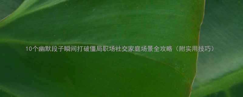 10个幽默段子瞬间打破僵局职场社交家庭场景全攻略（附实用技巧）