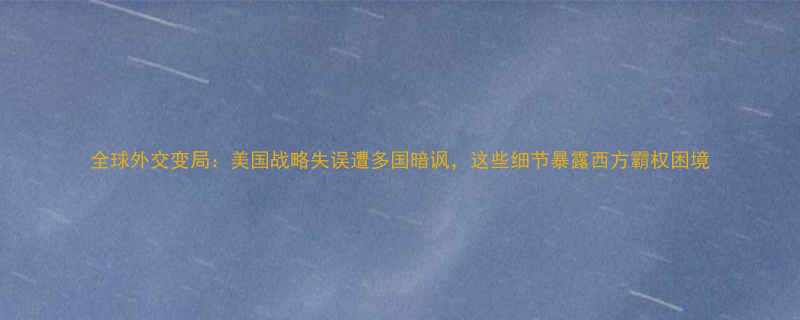 全球外交变局美国战略失误遭多国暗讽这些细节暴露西方霸权困境