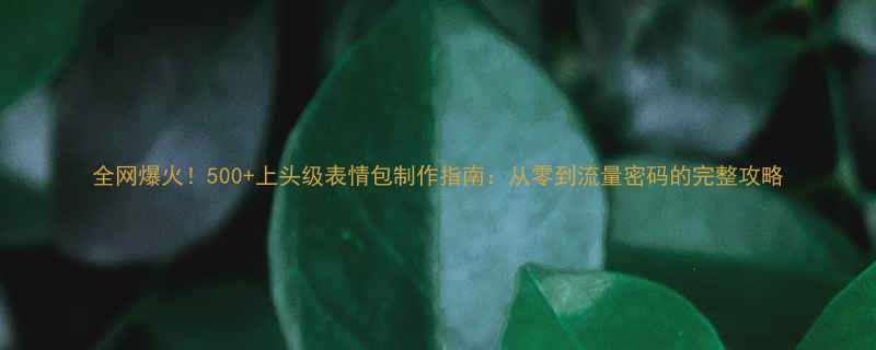 500+上头级表情包制作指南：从零到流量密码的完整攻略