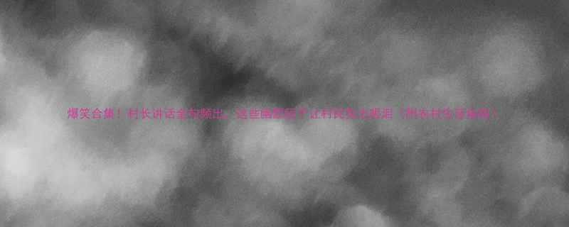 爆笑合集村长讲话金句频出这些幽默段子让村民笑出眼泪附农村生活指南