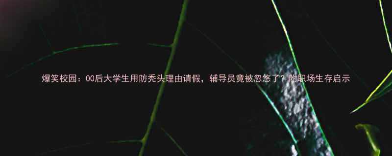 爆笑校园00后大学生用防秃头理由请假辅导员竟被忽悠了附职场生存启示