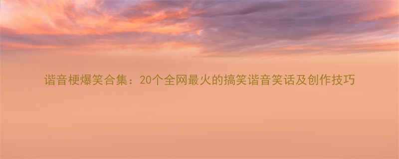 20个全网最火的搞笑谐音笑话及创作技巧