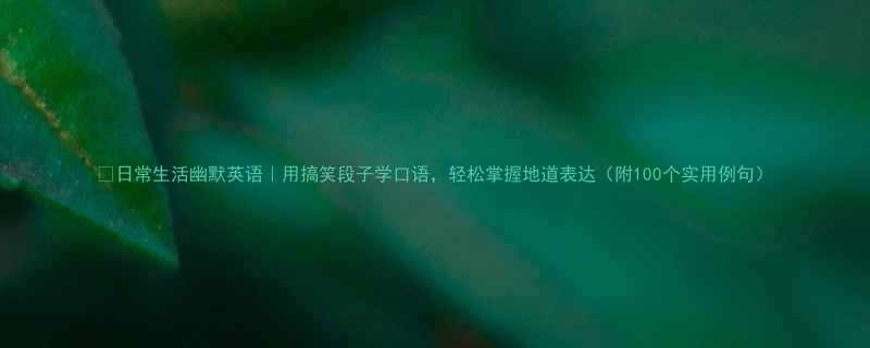 日常生活幽默英语用搞笑段子学口语轻松掌握地道表达附100个实用例句